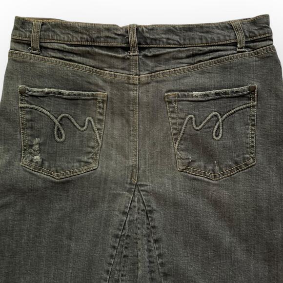 Mossimo Women's Vintage Y2K Gray Stretch Denim Button Fly Pencil Skirt Size 6 - Picture 6 of 10